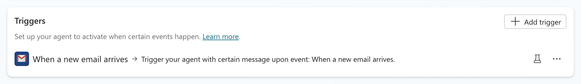 Copilot Studio Triggers Menu